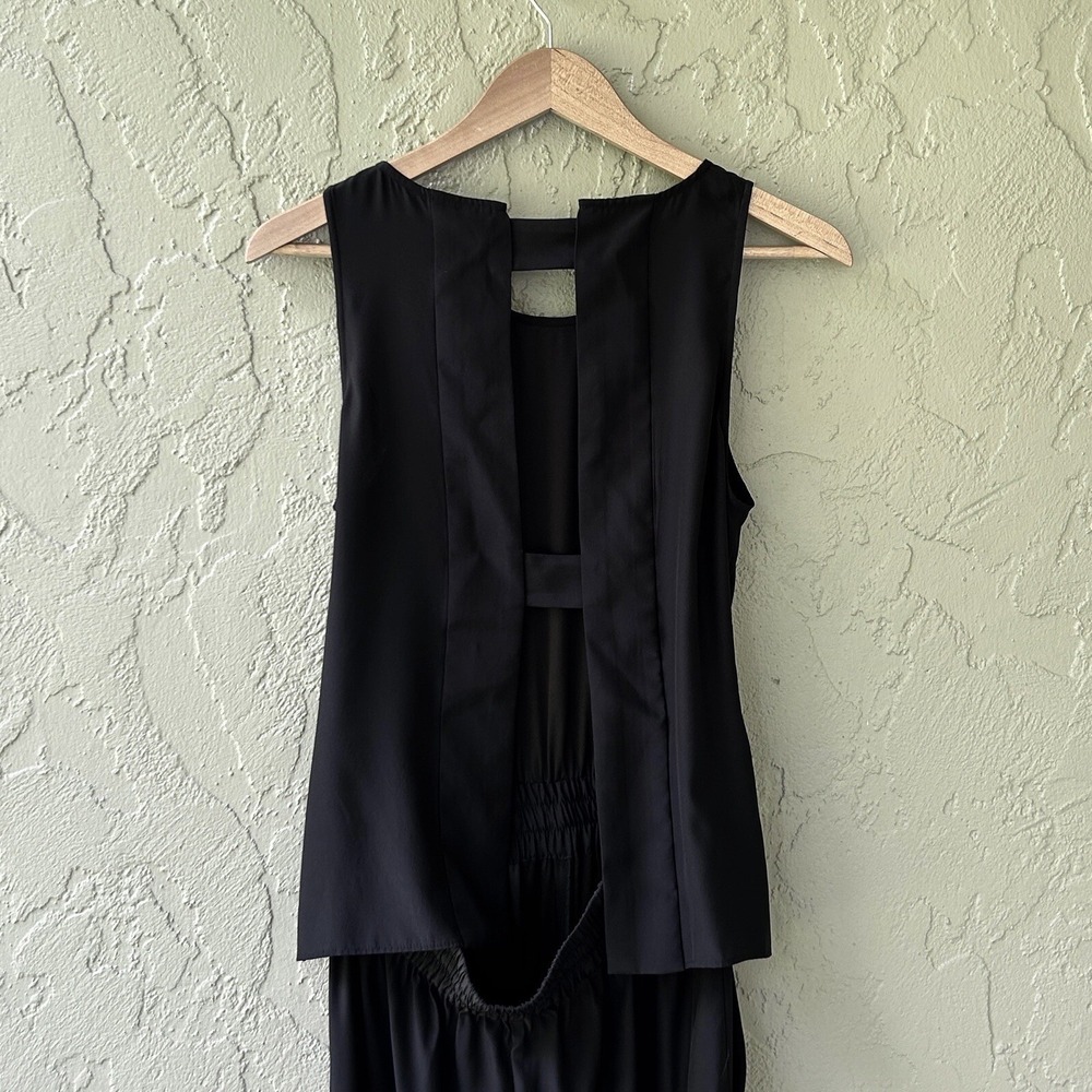 Parker Women's Size Small Black 100% Silk Sleeveless Elastic Waist Jumpsuit NWT - Picture 4 of 13